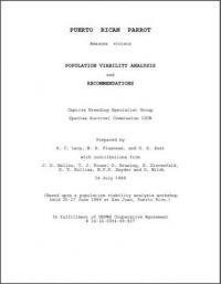 Puerto Rican parrot, Amazona vittata. Population viability analysis and recommendations