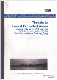 Threats to forest protected areas : summary of a survey of 10 countries carried out in association with the World Commission on Protected Areas