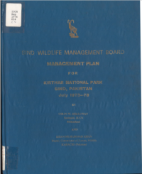 Management plan for Kirthar national park, Sind, Pakistan, July 1973-78